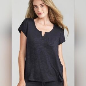 yummie Brand Black Cap Sleeve Lounge Tee sz S